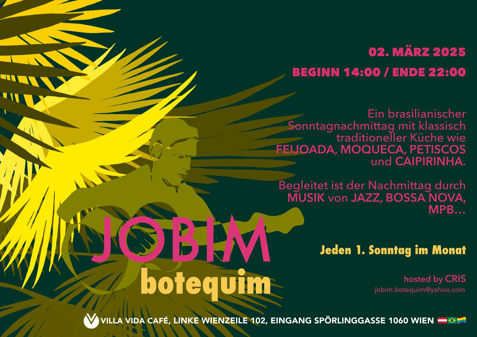 Mach dich bereit für einen unvergesslichen brasilianischen Sonntag! Erlebe die brasilianische Lebensfreude mit großartiger Musik, köstlichem Essen und erfrischenden Drinks! Am 2. März 2025 verwandelt sich das Villa Vida Café in ein tropisches Paradies. Genieße die entspannte Atmosphäre mit Jazz, Bossa Nova und MPB, während du den Tag in vollen Zügen genießt.
