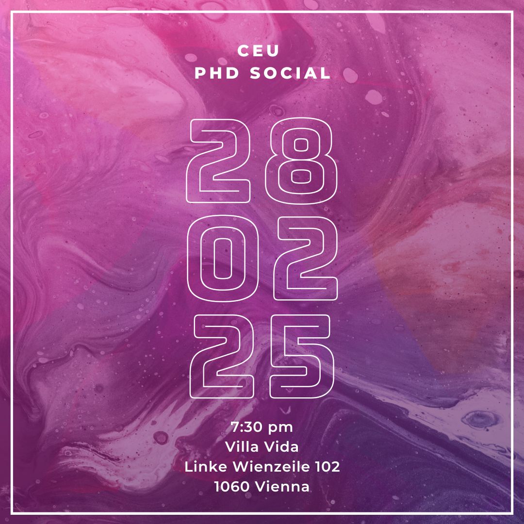 Join us for an evening of casual networking, engaging conversations, and good vibes at the CEU PhD Social! Whether you're looking to exchange ideas, meet fellow PhD students, or simply relax in a welcoming space, this is the perfect opportunity to connect.