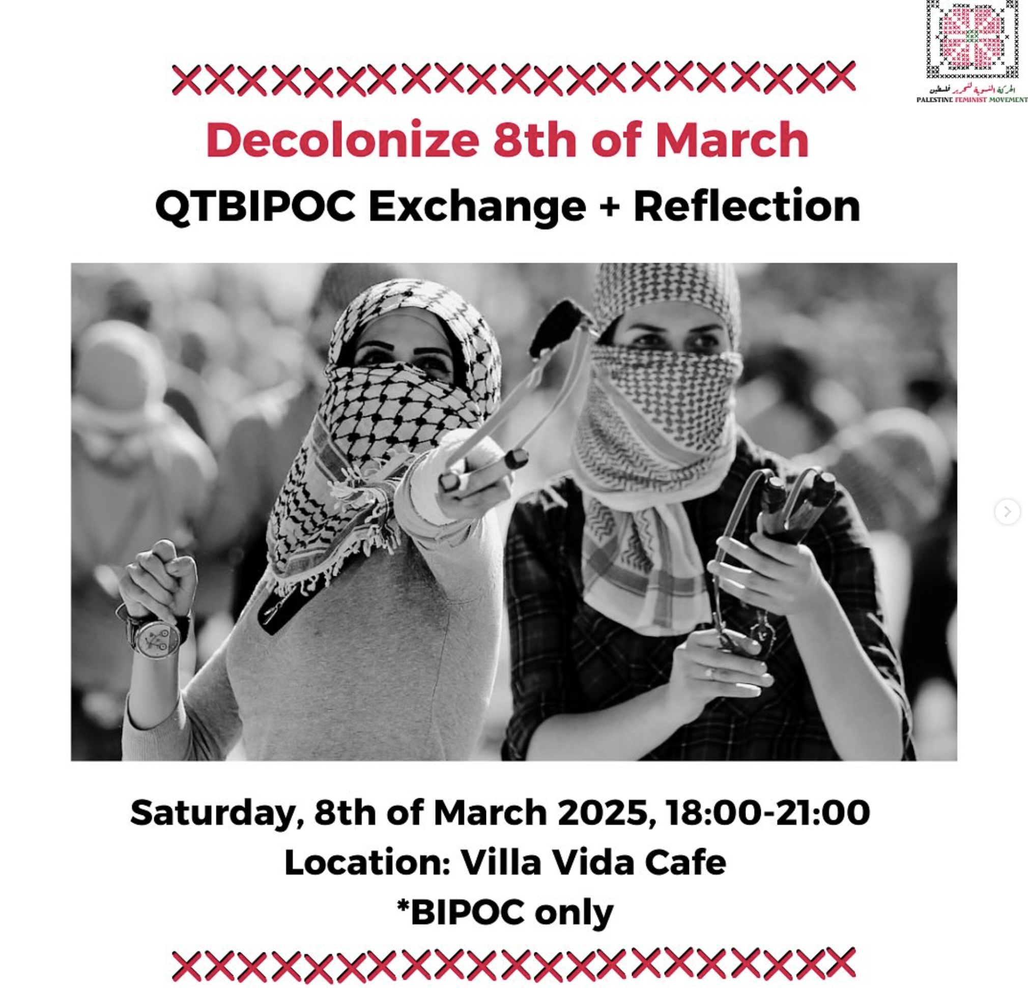 Join us at Villa Vida Café on March 8, 2025, for Decolonize 8th of March, an exclusive QTBIPOC reflection, discussion, and open mic event. Engage, share, and connect!