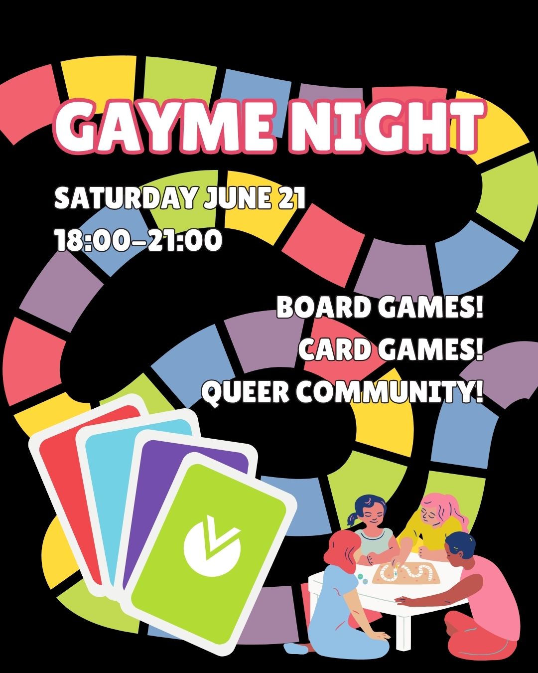 Join Gayme Night Vienna on June 21, 2025 at Villa Vida Café for board games, card games, and queer fun! LGBTQIA+ friendly.
