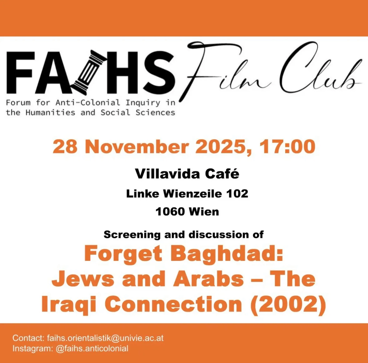 FAIHS Film Club – Forget Baghdad