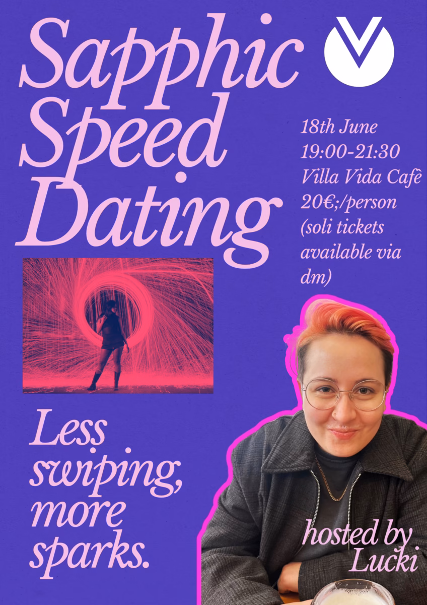 Sapphic Speed Dating Lesbian/Bi/Queer June 18, 2026 7pm €20 Villa Vida